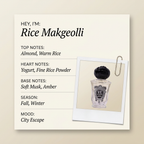 Villa Erbatium Rice Makgeolli fragrance profile card